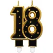 dekoracja tortu na 18 urodziny osiemnastke swieczka tortowa liczba 18 czarno zlota glamour