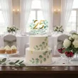 dekoracja tortu na 25 rocznice slubu topper papierowy srebrne gody eukaliptus beauty 18x14 cm