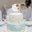 dekoracja tortu na chrzest swiety chlopca dziewczynki topper papierowy bezowy mis imie