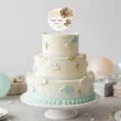 dekoracja tortu na chrzest swiety chlopca dziewczynki topper papierowy bezowy mis imie