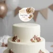 dekoracja tortu na chrzest swiety chlopca dziewczynki topper papierowy bezowy mis imie