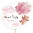 dekoracja tortu na chrzest swiety dziewczynki topper papierowy rozowy mis imie