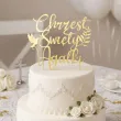 dekoracja tortu na chrzest swiety personalizowany topper na tort imie zloty lustrzany