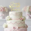 dekoracja tortu na chrzest swiety personalizowany topper na tort imie zloty lustrzany