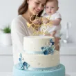 dekoracja tortu na chrzest swiety personalizowany topper na tort imie zloty lustrzany