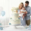 dekoracja tortu na chrzest swiety personalizowany topper na tort imie zloty lustrzany