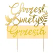 dekoracja tortu na chrzest swiety personalizowany topper na tort imie zloty lustrzany