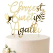 dekoracja tortu na chrzest swiety personalizowany topper na tort imie zloty lustrzany
