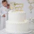 dekoracja tortu na komunie swieta personalizowany topper na tort imie zloty lustrzany