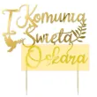 dekoracja tortu na komunie swieta personalizowany topper na tort imie zloty lustrzany