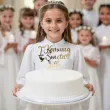 dekoracja tortu na komunie swieta personalizowany topper na tort imie zloty lustrzany