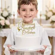 dekoracja tortu na komunie swieta personalizowany topper na tort imie zloty lustrzany