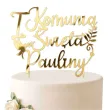 dekoracja tortu na komunie swieta personalizowany topper na tort imie zloty lustrzany