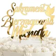 dekoracja tortu na sakrament bierzmowania personalizowany topper na tort imie zloty lustrzany