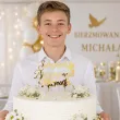 dekoracja tortu na sakrament bierzmowania personalizowany topper na tort imie zloty lustrzany