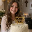 dekoracja tortu na sakrament bierzmowania personalizowany topper na tort imie zloty lustrzany
