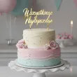 dekoracja tortu na urodziny topper akrylowy wszystkiego najlepszego zloty lustrzany 15 cm
