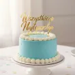 dekoracja tortu na urodziny topper akrylowy wszystkiego najlepszego zloty lustrzany 15 cm