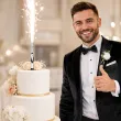dekoracja tortu na wesele slub fontanna tortowa raca maz gold wedding 18 cm