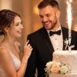 dekoracja tortu na wesele slub fontanna tortowa raca maz gold wedding 18 cm