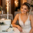dekoracja tortu na wesele slub fontanna tortowa raca zona gold wedding 18 cm