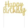 dekoracja tortu topper happy birthday zlota godan