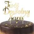 dekoracja tortu topper z wlasnym napisem personalizacja imie zloty lustrzany 17 x 17 cm