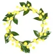 dekoracja wieniec wiosenny listki i kuleczki zolto zielony arpex 20 cm
