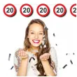 dekoracja wiszaca na 20 urodziny baner girlanda liczba 20 traffic birthday znak zakazu