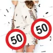 dekoracja wiszaca na 50 urodziny baner girlanda liczba 50 traffic birthday znak zakazu