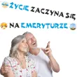 dekoracja z okazji przejscia na emeryture baner papierowy zycie zaczyna sie na emeryturze 4 2 m