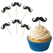 dekoracje do muffinek babeczek przekasek na movember pikery wasy czarne niebieski listopad x6