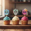 dekoracje do muffinek przekasek na dia de los muertos halloween pikery szpilki czaszki x6