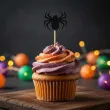 dekoracje do muffinek przekasek na halloween pikery szpilki pajaki czarne ozdoby 6 szt