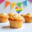 dekoracje do mufinek na pride month parade rownosci pikery teczowe serca lgbt 6 szt