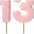 dekoracje na 13 urodziny swieczki na tort liczba 13 rozowy 4 5 cm 2 szt