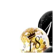 dekoracje na 18 urodziny balony happy birthday liczba 18 mix z konfetti czarno zlote 12 x6