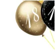 dekoracje na 18 urodziny balony happy birthday liczba 18 mix z konfetti czarno zlote 12 x6