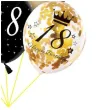 dekoracje na 18 urodziny balony happy birthday liczba 18 mix z konfetti czarno zlote 12 x6