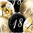 dekoracje na 18 urodziny balony happy birthday liczba 18 mix z konfetti czarno zlote 12 x6