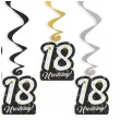 dekoracje na 18 urodziny swiderki wiszace glamour birthday czarno zloto srebrne 6 szt