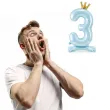 dekoracje na 3 urodziny dla chlopca balon foliowy cyfra 3 stojaca blekitny partydeco