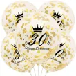 dekoracje na 30 urodziny balony transparentne z konfetti happy birthday liczba 30 zlote 12