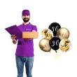 dekoracje na 30 urodziny balony z konfetti happy birthday liczba 30 czarno zlote 12 x6