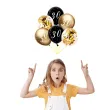 dekoracje na 30 urodziny balony z konfetti happy birthday liczba 30 czarno zlote 12 x6