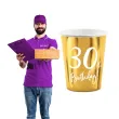 dekoracje na 30 urodziny zlote metalizowane kubeczki papierowe 30th birthday 220 ml x6