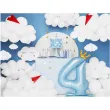 dekoracje na 4 urodziny dla chlopca balon foliowy cyfra 4 stojaca blekitny partydeco