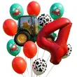 dekoracje na 4 urodziny zestaw balonow farma zielony traktor wiejskie party