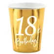 dekoracje na 40 urodziny zlote metalizowane kubeczki papierowe 18th birthday x6