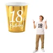 dekoracje na 40 urodziny zlote metalizowane kubeczki papierowe 18th birthday x6